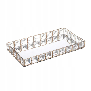 Lampáš, svietník - Glam Mirror Crystal Kozmetická make-up zásobník