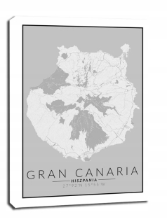 Mapa Gran Canaria čierna a biela - obrázok na plátne