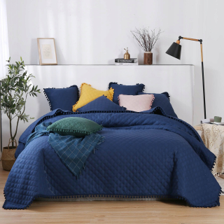 Prikrývka na posteľ - Bunning ihly a závitu polyesteru 240 x 220 cm odtieňov modrej farby