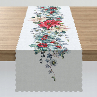 Behun na stol - Biely behúň, odtiene červenej, odtiene zelenej 38 x 180 cm