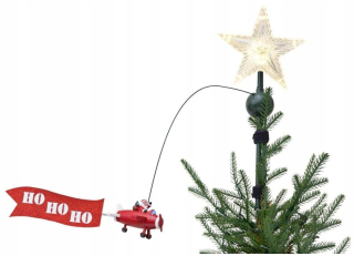 Vianočné ozdoby - Hviezda vianočného stromčeka s lietajúcim Santa Claus viedla