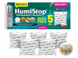 Pohlcovač vlhkosti - Humistop, vložky absorbéru vlhkosti x 5 ks