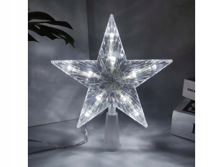 STAR TOP NA VIANOČNÝ STROMČEK 26CM STUDENÁ BIELA HIT XXL BLIKAJÚCA