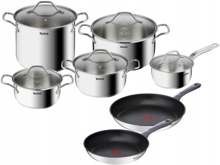 Sada hrncov Tefal Intuition Daily Cook, nehrdzavejúca oceľ, 12 ks.
