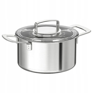 Hrniec, kastrol - IKEA Hrniec s vekom, Netless oceľ, sklo, 3 L