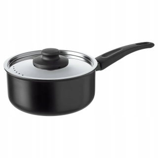 Hrniec, kastrol - IKEA Hemlagad kastról s vekom, čierna, 2 L