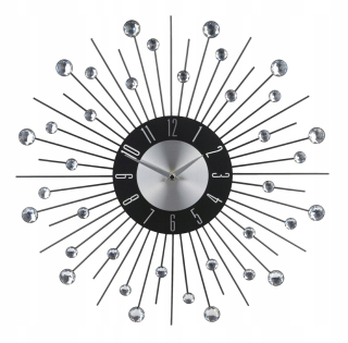 Hodiny - Crystal Shine Intesa Clock Silver Black Glamour
