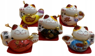 Japonská mačka maneki-neko set 5 porcelánu 4 cm