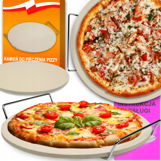Wika Bake Stone - Oficiálny dovozca pečenie Kamenný pizza chlieb+stojan 34 cm priemer 33 cm