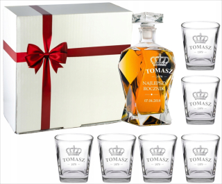 GRAVENÁ KARAFA 6 POHÁROV NA WHISKY S GRAVÍM