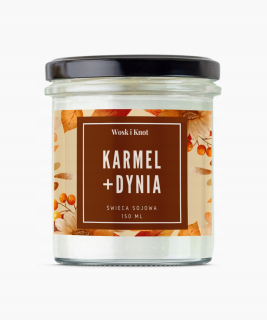 Scéna Sviečka karamel + tekvica - Sójový sviečkový vosk a knôt