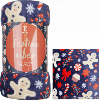Prikrývka na posteľ - Prikrývka BBK Polyester 170 x 130 cm odtiene červenej, odtiene modrej