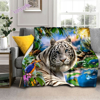 Prikrývka 3D kreativita tlačiarenia Zvieratá Tiger Flan