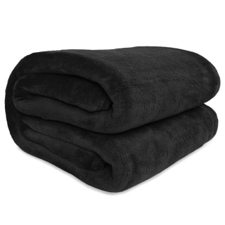 Prikrývka na posteľ - Čierny kontrast polyester 200 x 150 cm čierny