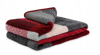 Prikrývka na posteľ - KOC Andropol Cotton 200 x 150 cm odtieňov červenej, viacsekorovanej