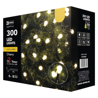 Vonkajšie vianočné osvetlenie - Vianočný strom EMOS 300 LED CHERRY 30M ZY1603T