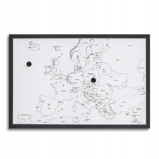 Mapa Európy Craft 60x40 cm šedo-biela