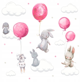 Králiky Cloud Balloons Strepy na stenu 100x60