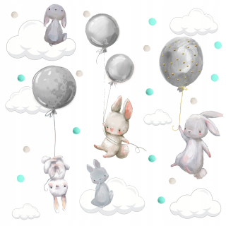 Bunny Balloons Cloud Wall Stickers 1880x100