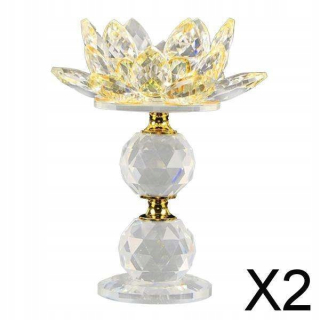 Lampáš, svietník - Crystal žlté lotus luster