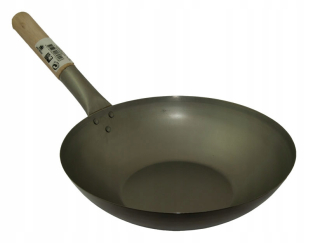 Wok panvica - [Ks] Pan Wok uhlíkovej ocele 30 cm s plochým dnom