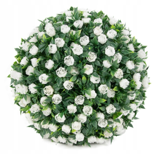 Kvetinová guľa Rose 43 cm Umelé biele kvety
