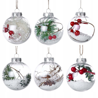 Vianočné ozdoby - Plastové akrylové gule 6 loptičiek 8 cm deco barubles