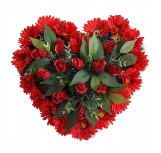 Veniec, kvety ikebana na hrob - Umelé kvety na hrob, čelenka v tvare srdca