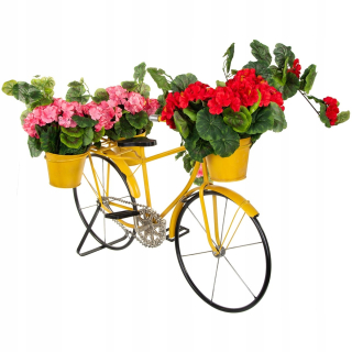 Stojan na kvety - Kvetinový záhradný bicykel + 3 žlté hrnce