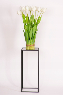 Stojan na kvety - Kvetinový záhon, Korfu stolík, čierne sklo, 60 cm čierny