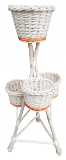 Stojan na kvety - Kvetinový Wicker stojan full - 4 béžová hrnca