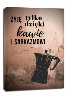 Káva a sarkazmus, meď - obrázok na plátne