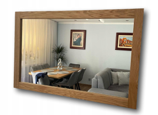 Kúpeľňové zrkadlo - Nástenné zrkadlo Dub Home, obdĺžnik, drevený rám, 800 x 600 mm