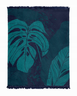Prikrývka na posteľ - Detexpolová prikrývka bavlna 200 x 150 cm odtiene modrej farby, odtiene zelenej