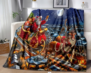 Prikrývka na posteľ - Blace Santa Claus prikrývka vianočná prikrývka flanel