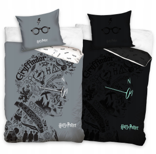 Posteľné obliečky - Carbotex Harry Poter Bedding Set 140 x 200 cm odtiene šedej a striebra