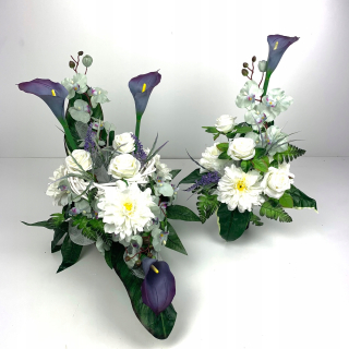Veniec, kvety ikebana na hrob - SADA zdržiavať + Vason (Kytice) cena za sadu