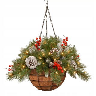 Vianočné osvetlenie - Vianočný visiaci kôš s LED 40 cm