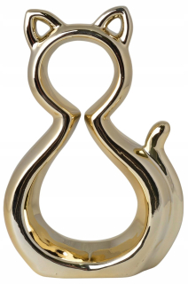 Figurka mačky, zlatá keramika 21 cm