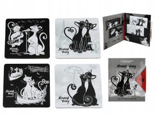 Podložka na stôl -  Karmani stolové podložky 10x10 cm čierna a šedá 4 kusy