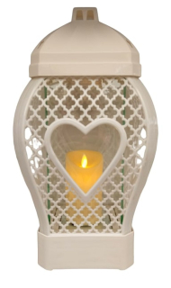 Krásna sviečka HEART RATAN SMALL 3D WHITE LED vložka