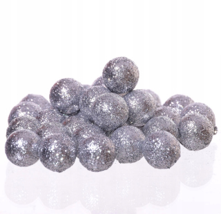 Vianočné ozdoby - Strieborné polystyrénové gule 15 mm 170 ks Glitter