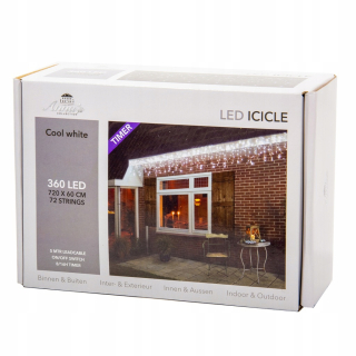 Vonkajšie vianočné osvetlenie - Svetelný záves SOPLE LED 360 LED 720cm biely