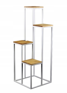 Stojan na kvety - Kvetinové priemyselné / loft 4 kvety 112 cm biela