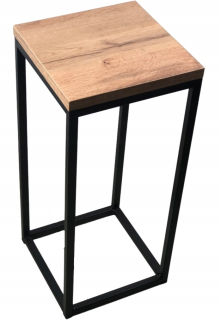 Stojan na kvety - Flowerbed loft čierny kov 40 cm drevený stolík top