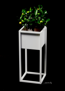 Stojan na kvety - Flowerbed metal cubo 50cm biely podkrovie hit