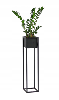 Stojan na kvety - Kovový rastlinný stojan CUBO 90 cm čierny loft HIT