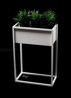 Stojan na kvety - Kvetinový kovový stojan 60x40 biela loft box