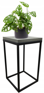 Stojan na kvety - Záhon kovový loft čierny stôl tmavý betón 40cm