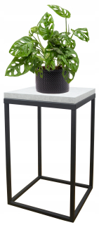 Stojan na kvety - Kovový loftový záhonový stôl čierny, svetlý betón 40 cm
